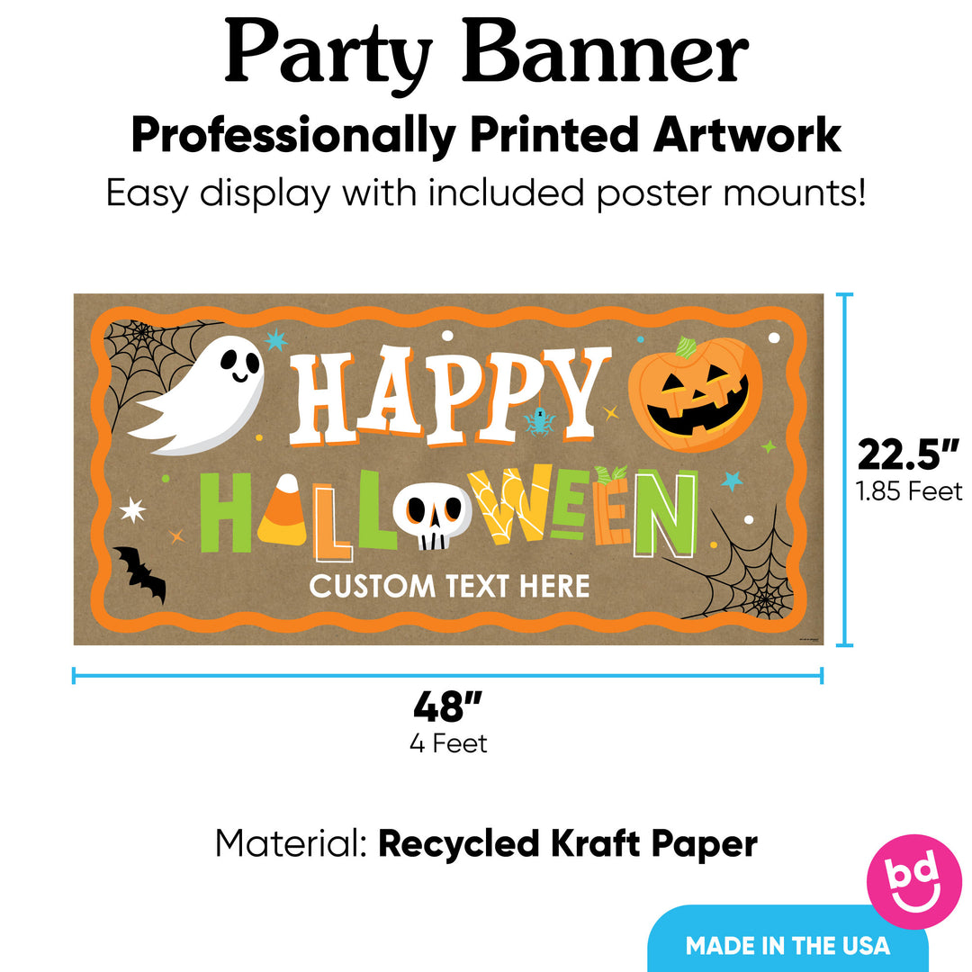 Custom Text Jack-O'-Lantern Halloween Kraft Banner