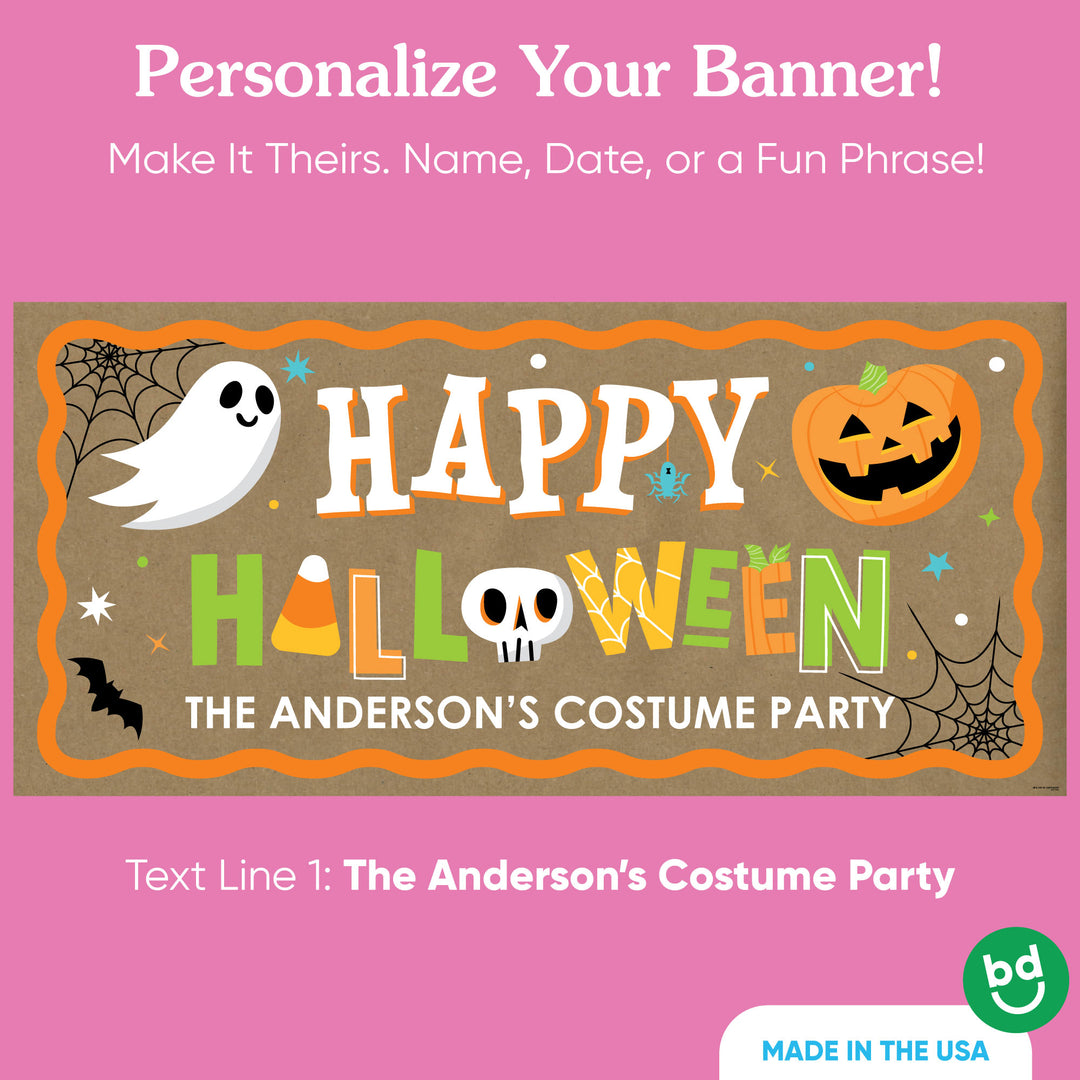 Custom Text Jack-O'-Lantern Halloween Kraft Banner