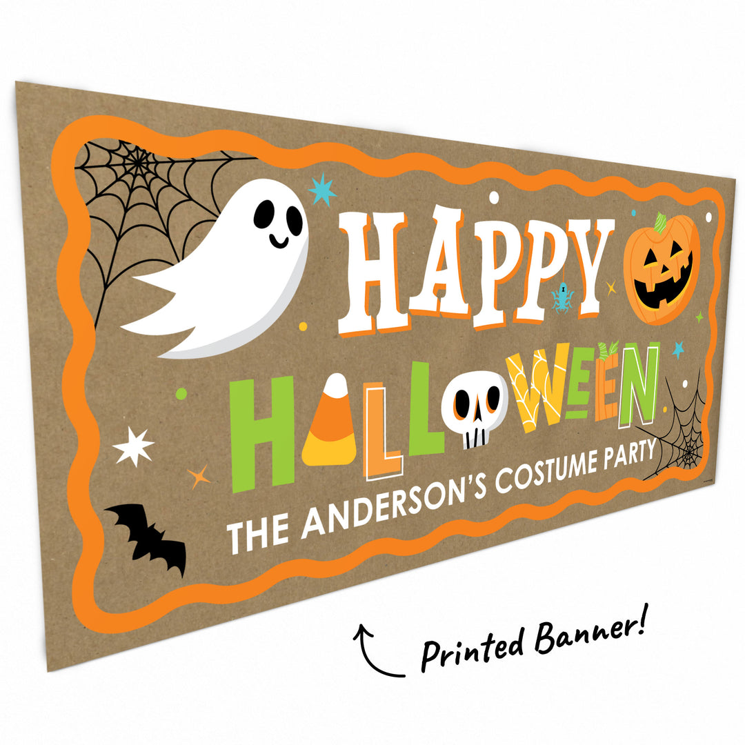 Custom Text Jack-O'-Lantern Halloween Kraft Banner