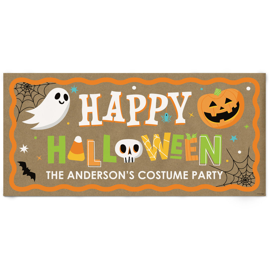 Custom Text Jack-O'-Lantern Halloween Kraft Banner