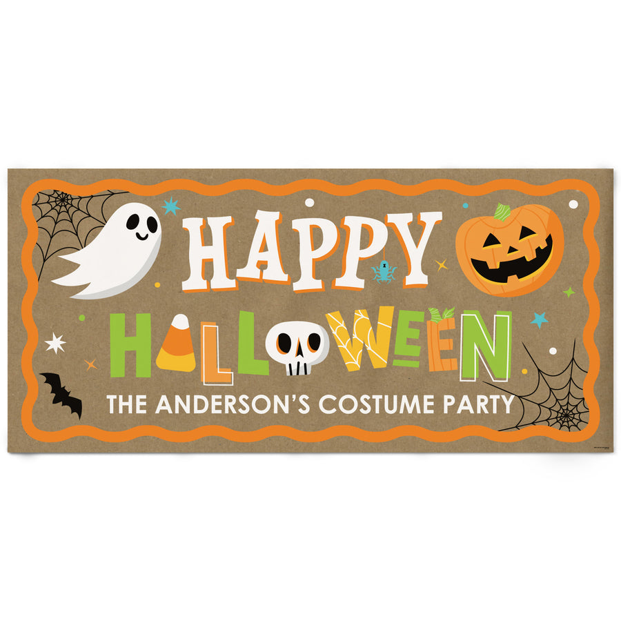 Custom Text Jack-O'-Lantern Halloween Kraft Banner