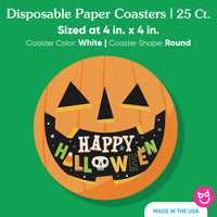 Drink Coasters - Jack O Lantern - 25 Ct