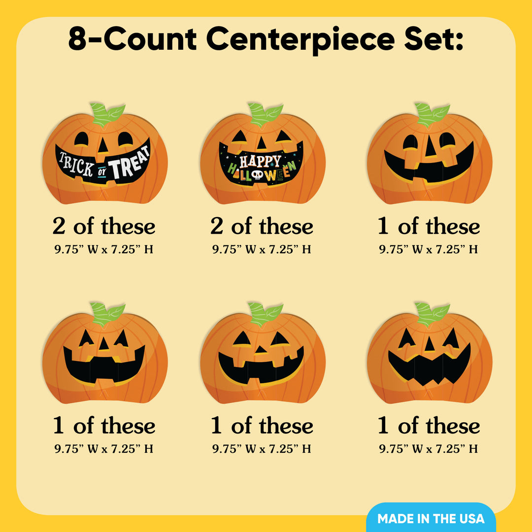 Jack O Lantern 3D Centerpieces - 8 Ct