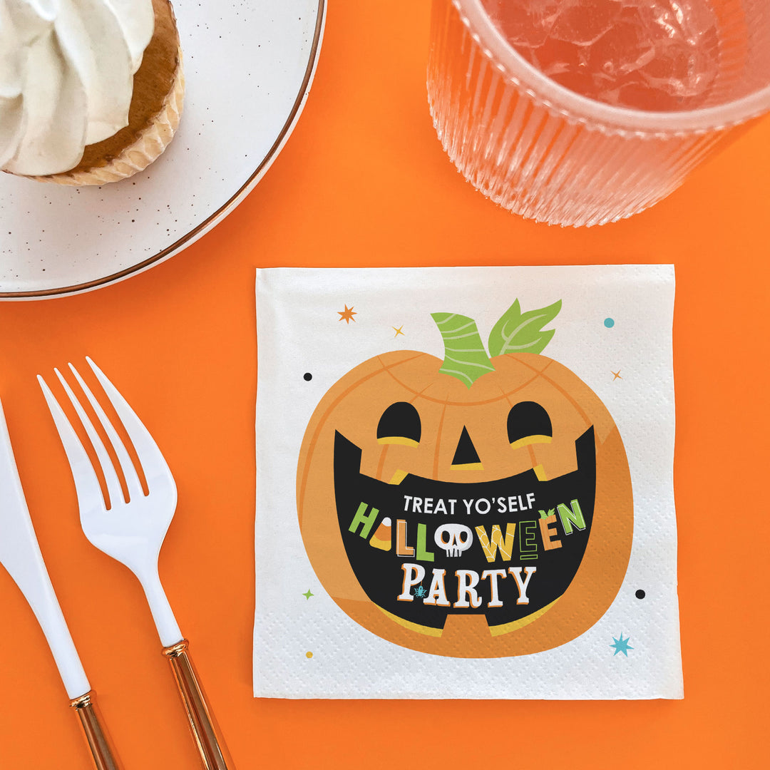 Custom Text Napkins - Jack O Lantern - 24 Ct