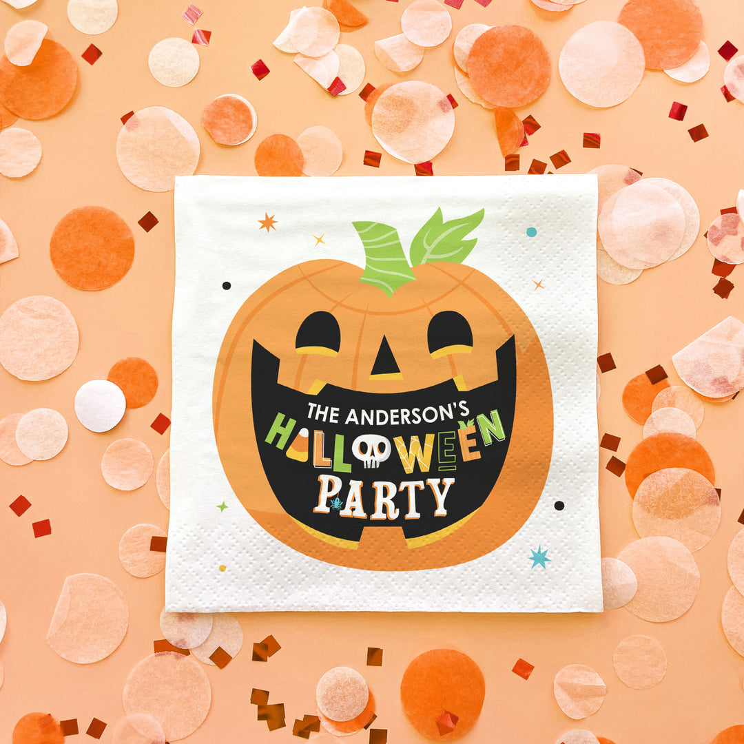 Custom Text Napkins - Jack O Lantern - 24 Ct