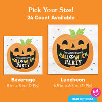 Custom Text Napkins - Jack O Lantern - 24 Ct