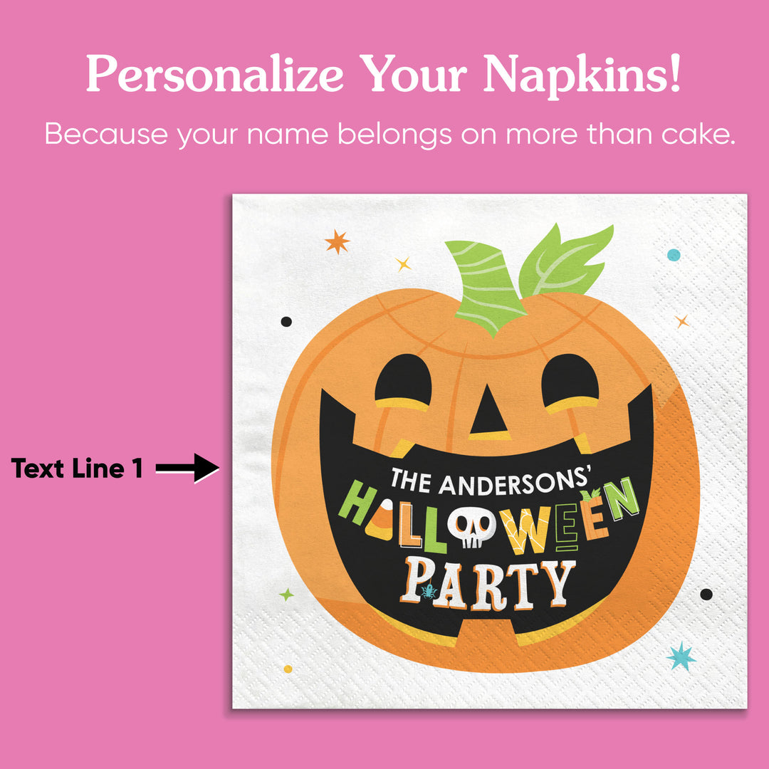 Custom Text Napkins - Jack O Lantern - 24 Ct