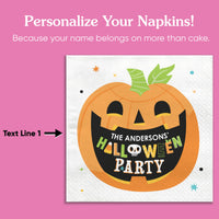 Custom Text Napkins - Jack O Lantern - 24 Ct