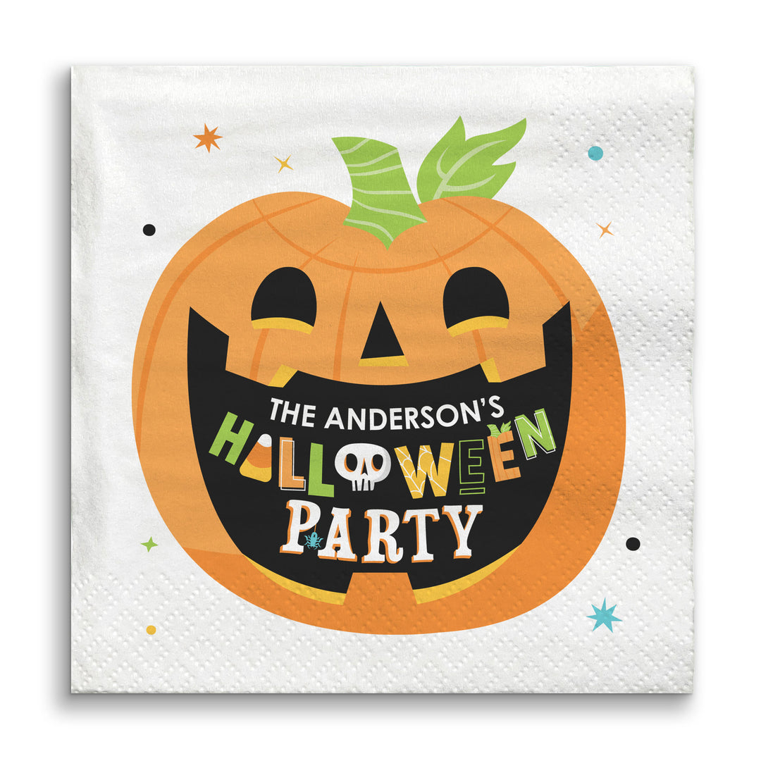 Custom Text Napkins - Jack O Lantern - 24 Ct