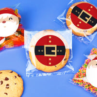 Jolly Santa Stickers & Clear Cookie Bags - 25 Ct