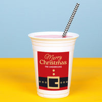 Custom Text Party Cups - Jolly Santa - 16 Ct