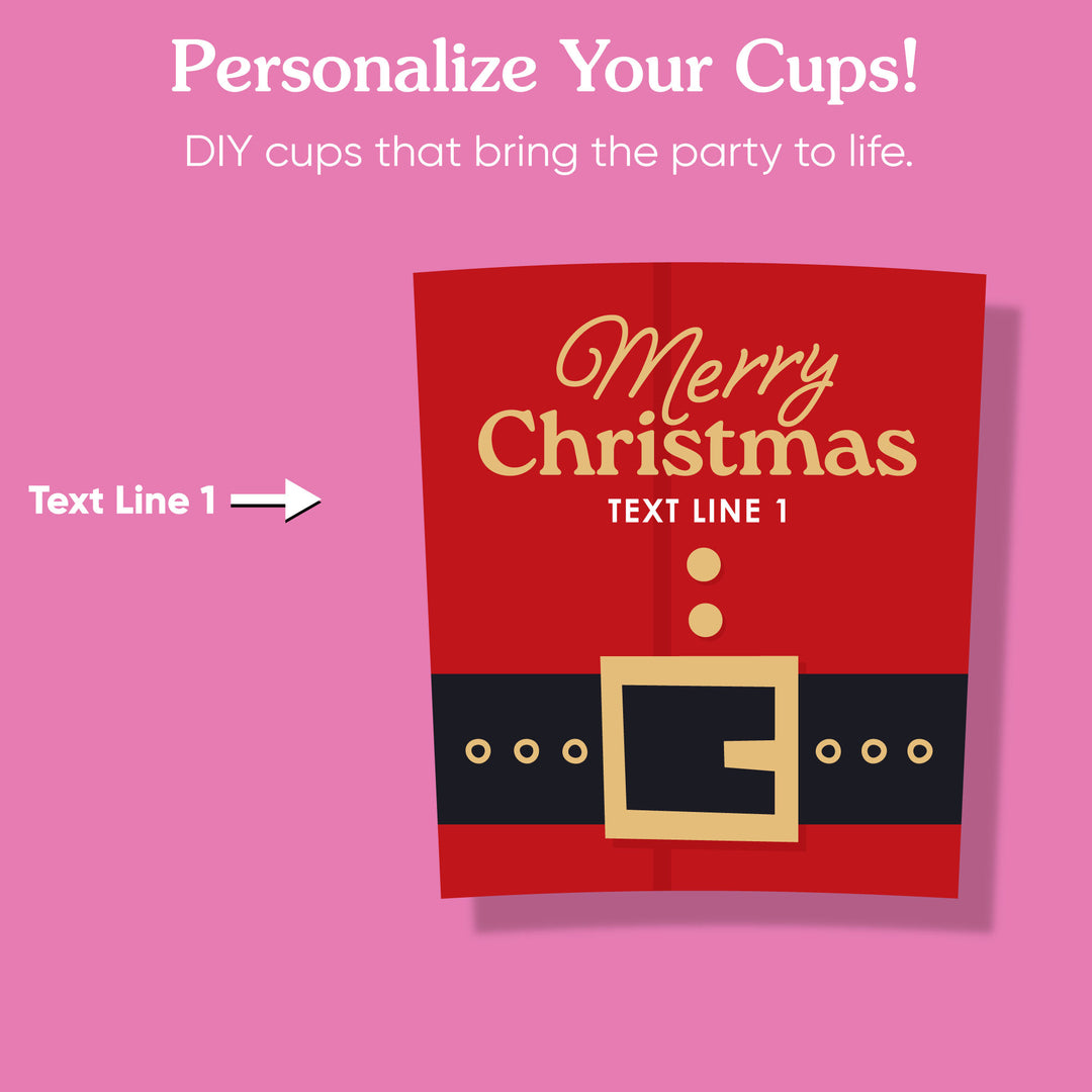 Custom Text Party Cups - Jolly Santa - 16 Ct