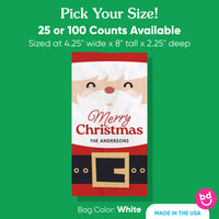 Custom Text Popcorn Bags - Jolly Santa - 25 Ct