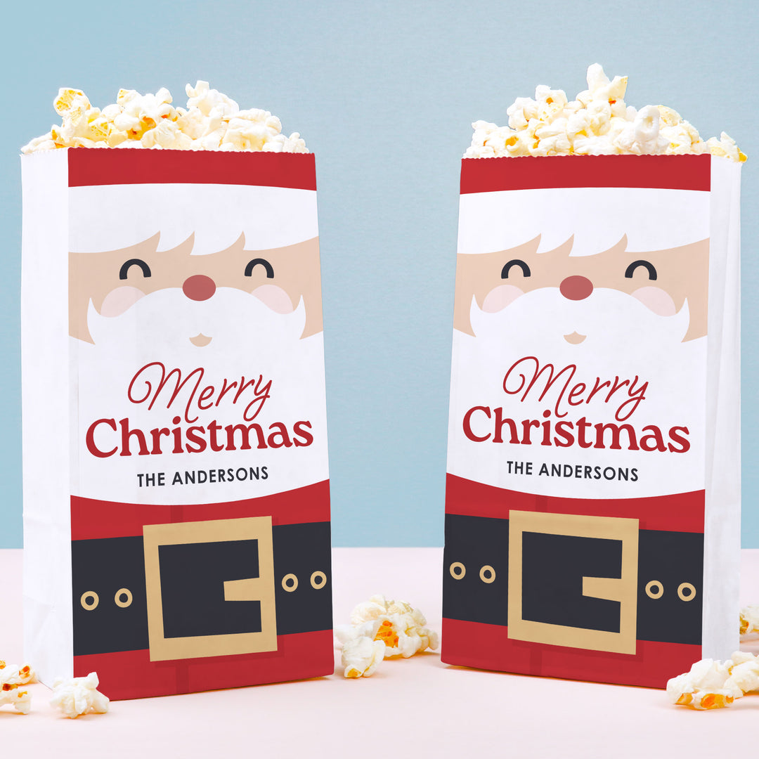 Custom Text Popcorn Bags - Jolly Santa - 25 Ct