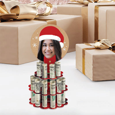 Custom Photo Jolly Santa Claus - DIY Funny Christmas Party Money Holder Gift - Fun Face Cash Cake