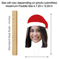 Custom Photo Jolly Santa Claus - Christmas Party Head Cut Out Photo Booth and Fan Props - Fun Face Cutout Paddles - Set of 6