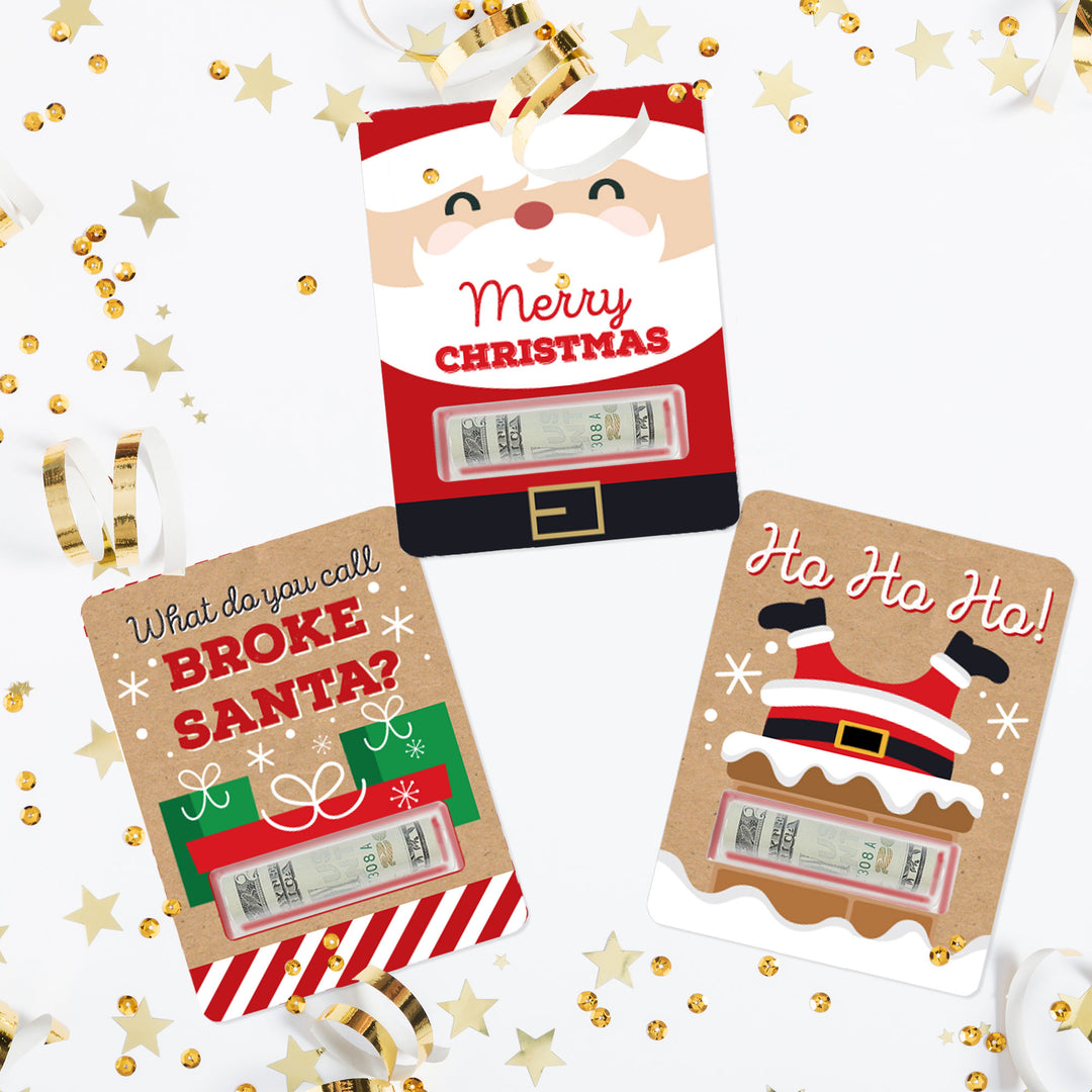 Jolly Santa Claus - DIY Assorted Christmas Party Cash Holder Gift - Funny Money Cards - Set of 6