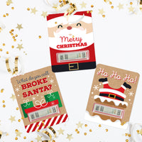 Jolly Santa Claus - DIY Assorted Christmas Party Cash Holder Gift - Funny Money Cards - Set of 6