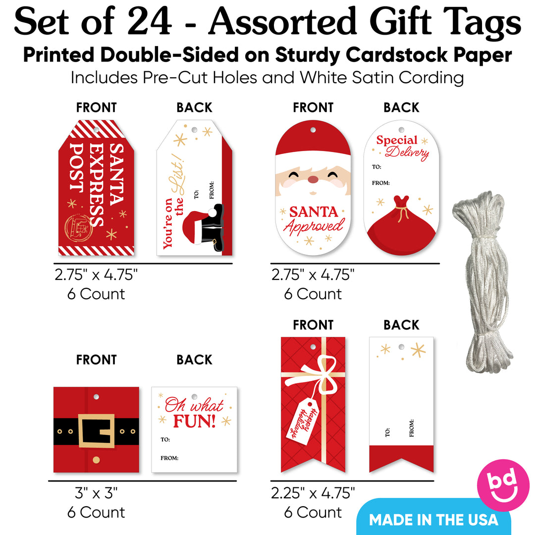 Jolly Santa Claus Gift Tags - 24 Ct