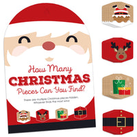 Jolly Santa Claus - Christmas Party Scavenger Hunt - 1 Stand and 48 Game Pieces - Hide and Find Game