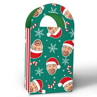 Custom Face Jolly Santa Claus Paper Favor Bags - 12 Ct