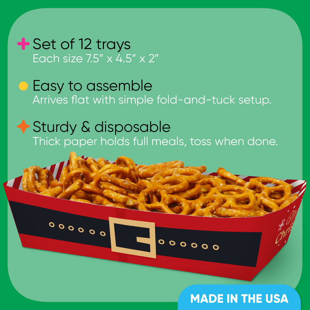 Jolly Santa Paper Food Trays - 12 Ct