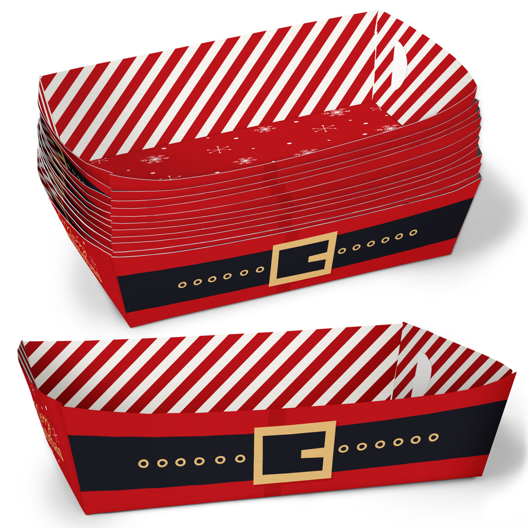 Jolly Santa Paper Food Trays - 12 Ct