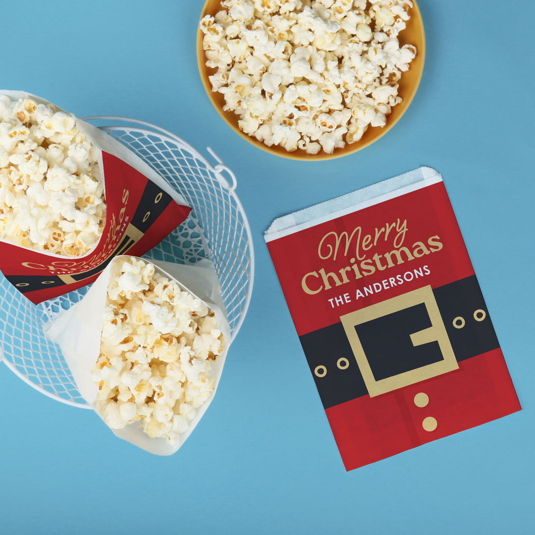 Custom Text Paper Treat Bags - Jolly Santa - 25 Ct