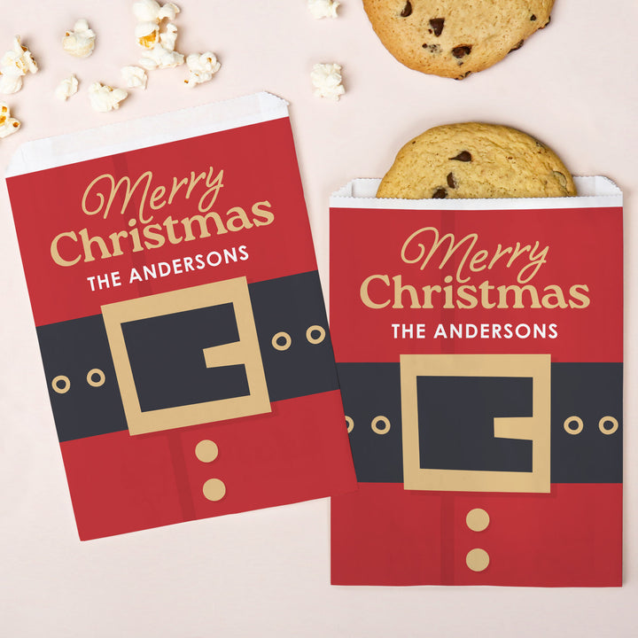 Custom Text Paper Treat Bags - Jolly Santa - 25 Ct
