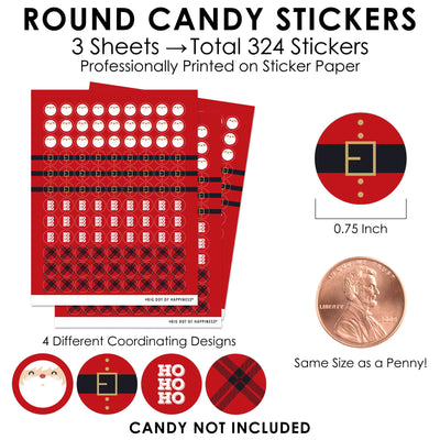 Jolly Santa Claus - Christmas Party Small Round Candy Stickers - Party Favor Labels - 324 Count