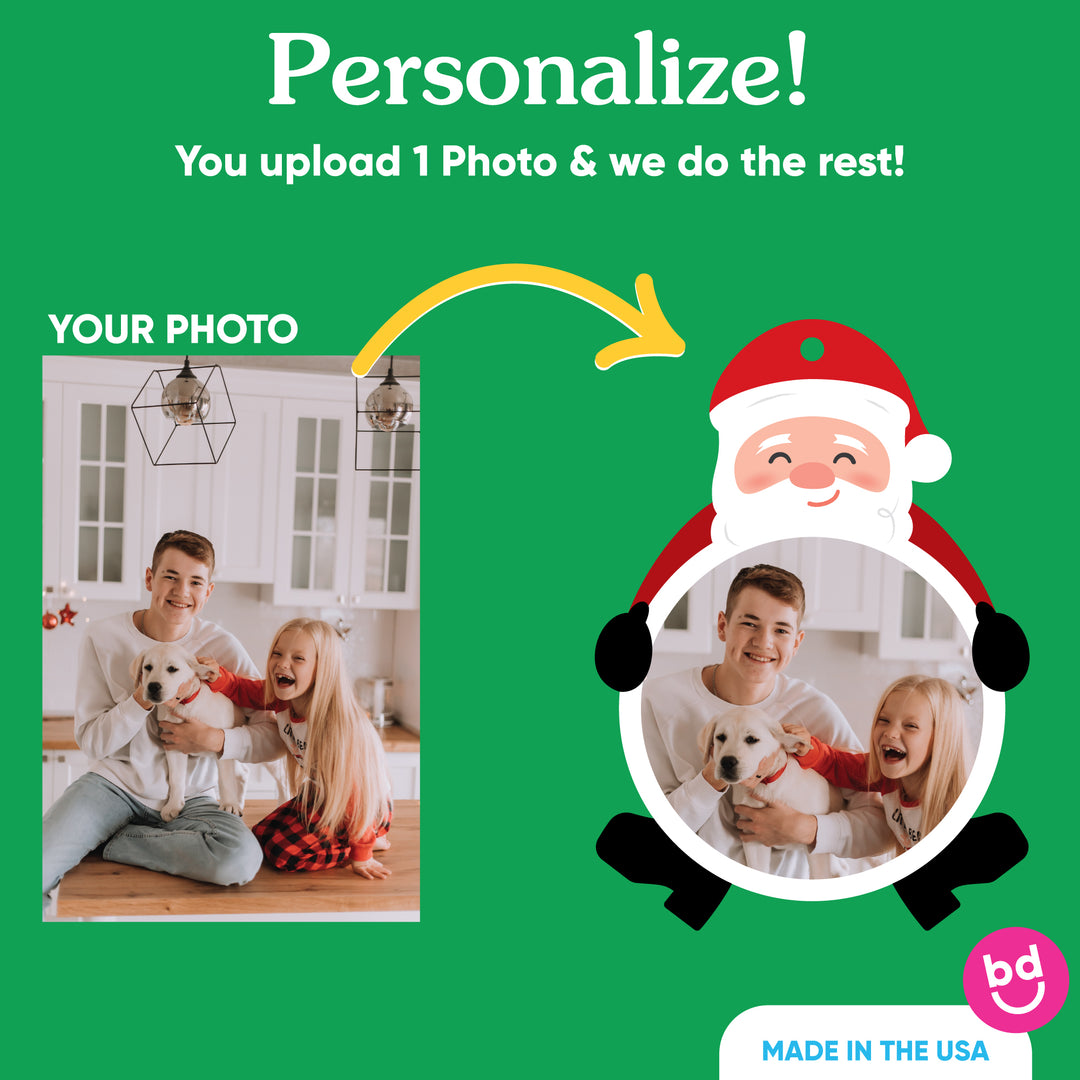 Custom Photo Jolly Santa Claus Gift Tags - 24 Ct