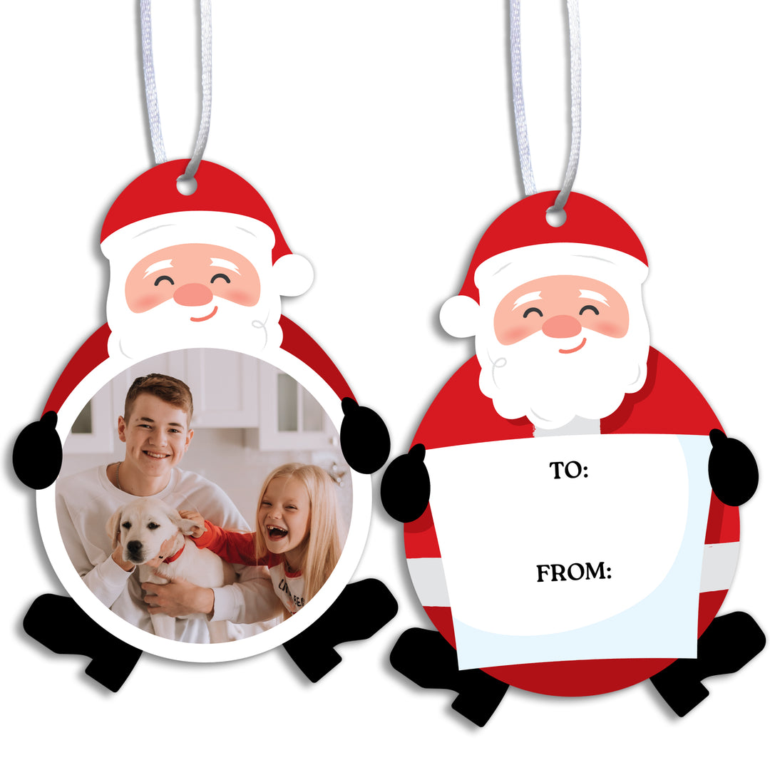 Custom Photo Jolly Santa Claus Gift Tags - 24 Ct