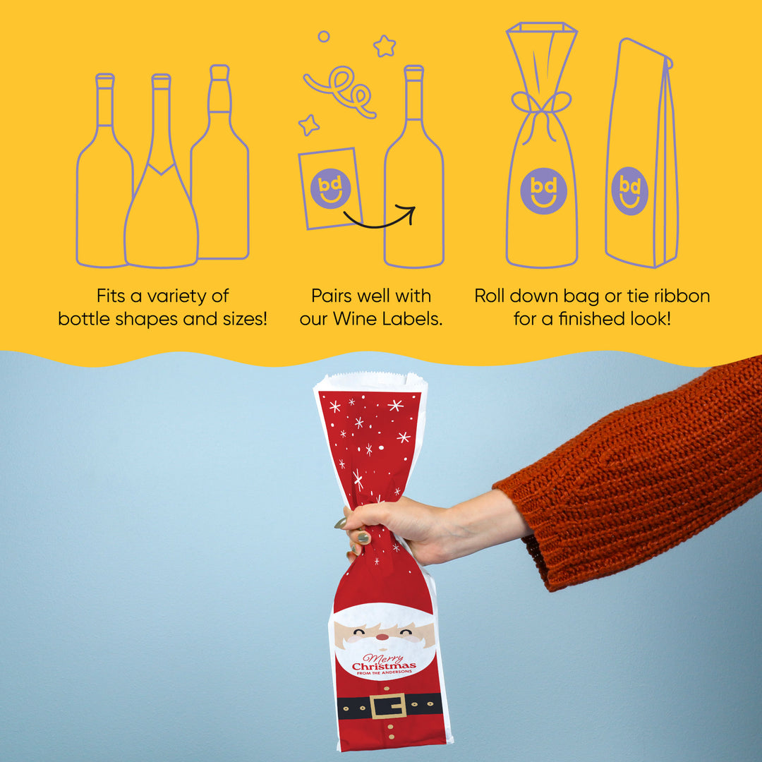 Custom Text Wine Bags - Jolly Santa