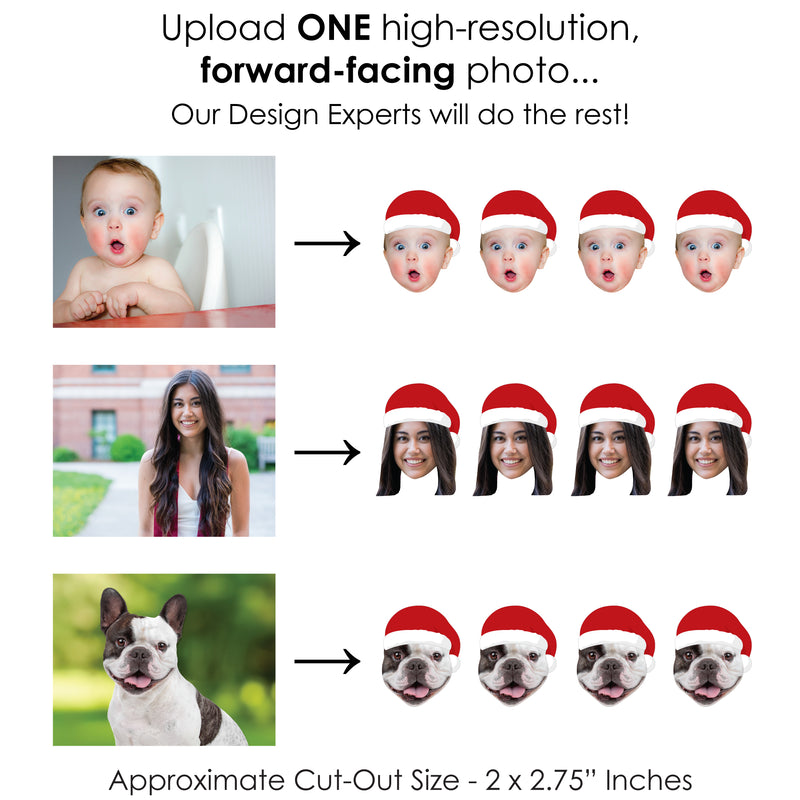 Custom Photo Jolly Santa Claus - Christmas Party DIY Shaped Fun Face Cut-Outs - 24 Count