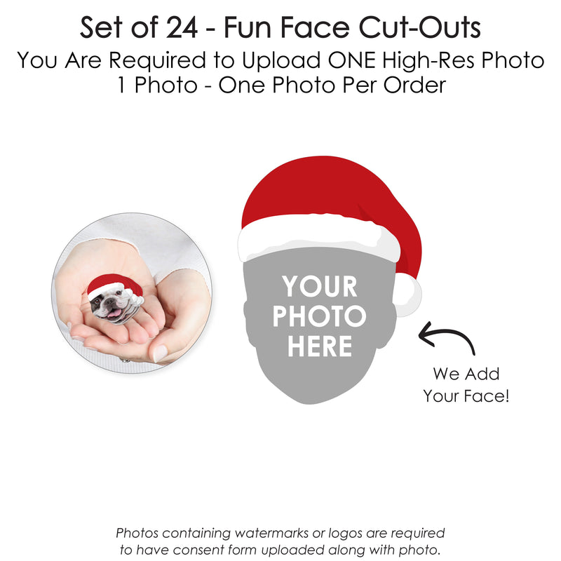 Custom Photo Jolly Santa Claus - Christmas Party DIY Shaped Fun Face Cut-Outs - 24 Count