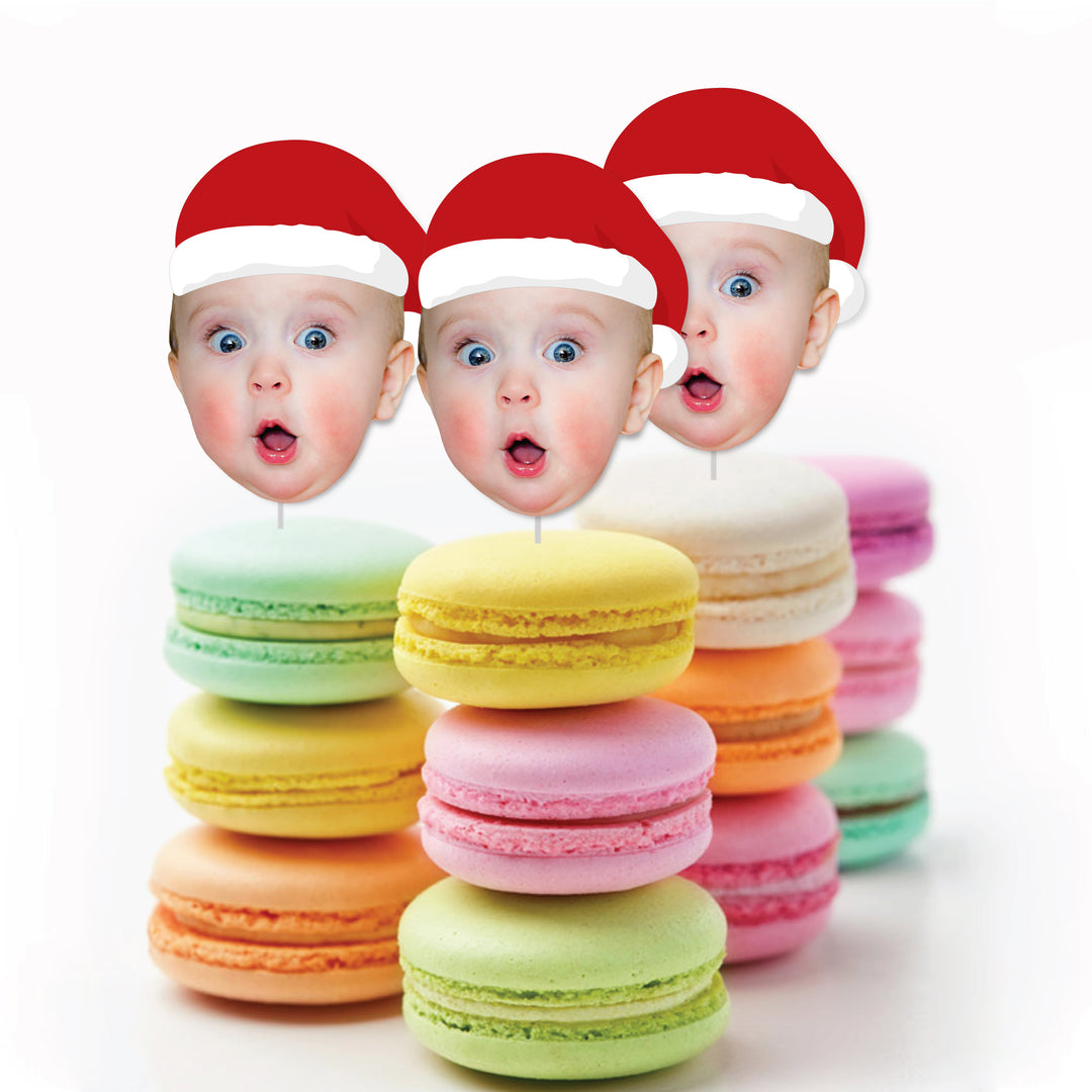 Custom Photo Jolly Santa Claus - Christmas Party DIY Shaped Fun Face Cut-Outs - 24 Count