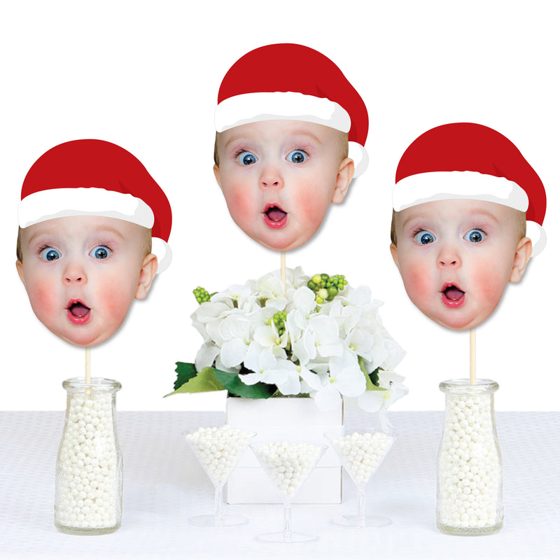 Custom Photo Jolly Santa Claus - Fun Face Decorations DIY Christmas Party Essentials - Set of 20