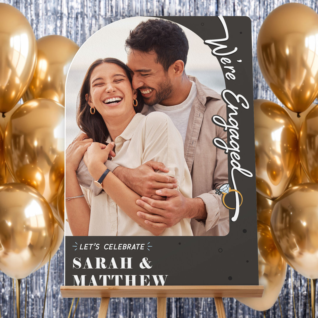 Custom Photo Just Engaged Welcome Sign