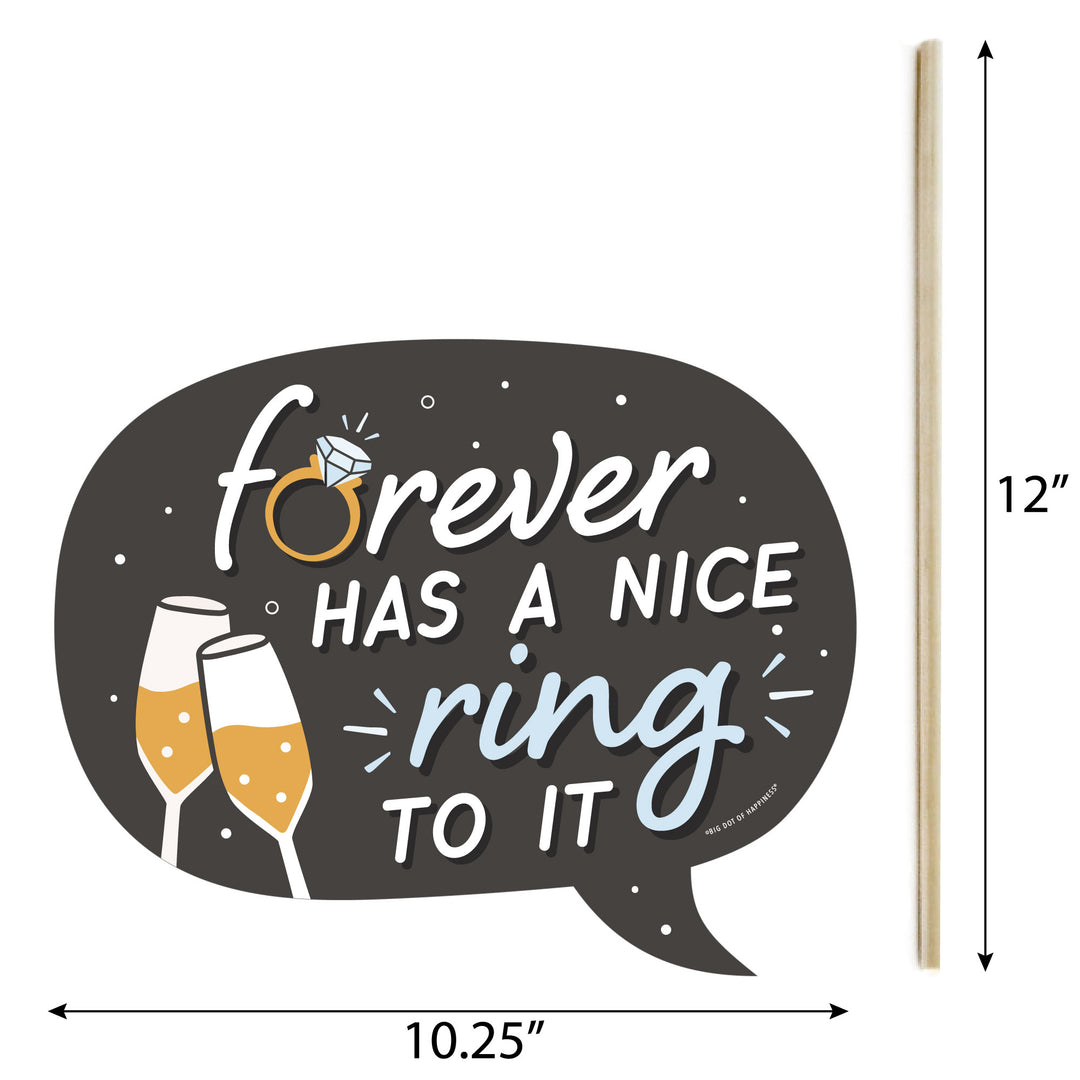 Funny Just Engaged - Black and White - Engagement Party Photo Booth Props Kit - 10 Piece