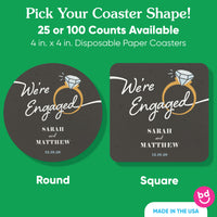 Custom Text Coasters - Just Engaged