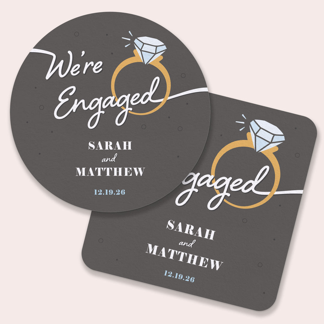 Custom Text Coasters - Just Engaged