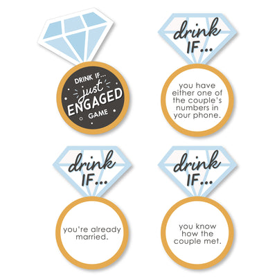 Drink If Game - Just Engaged - Black and White - Engagement Party Game - 24 Count