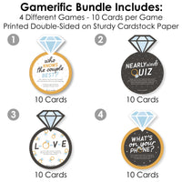 Just Engaged - Black and White - 4 Engagement Party Games - 10 Cards Each - Gamerific Bundle