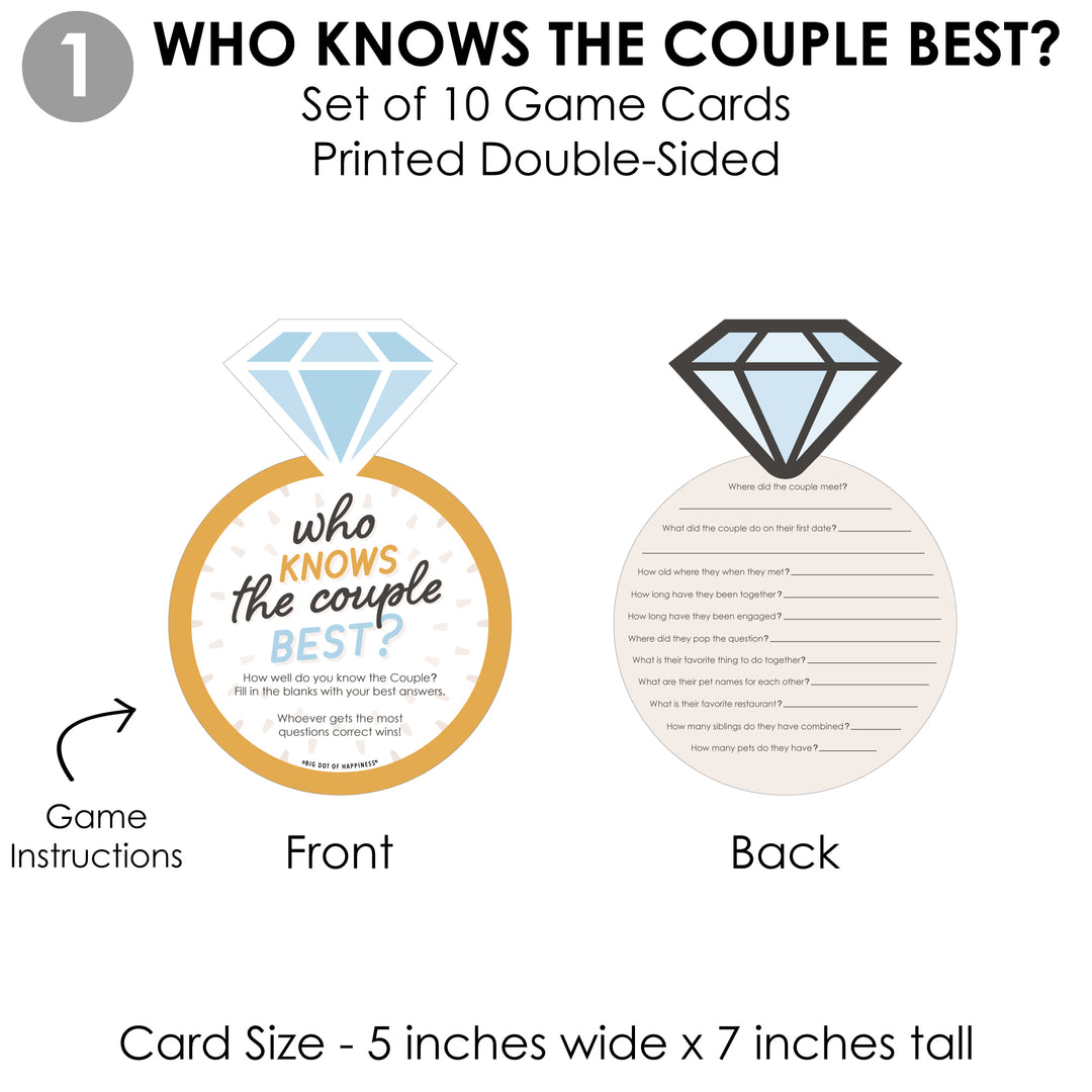 Just Engaged - Black and White - 4 Engagement Party Games - 10 Cards Each - Gamerific Bundle