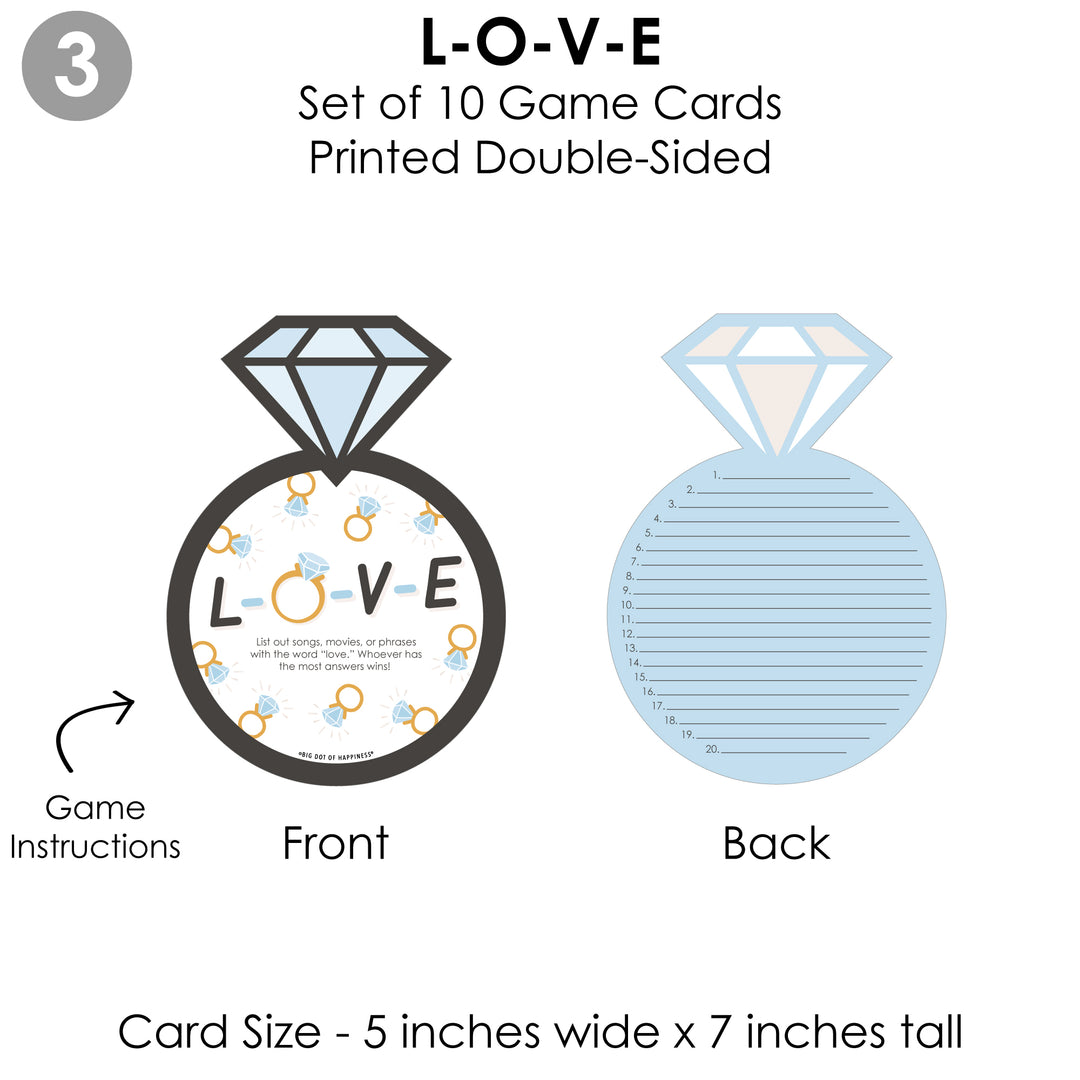 Just Engaged - Black and White - 4 Engagement Party Games - 10 Cards Each - Gamerific Bundle