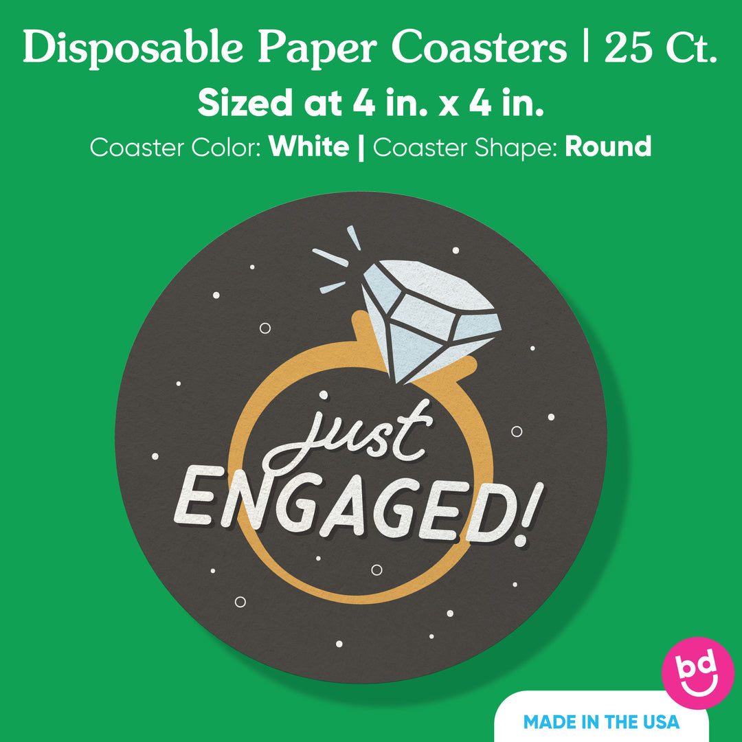 Drink Coasters - Just Engaged- 25 Ct