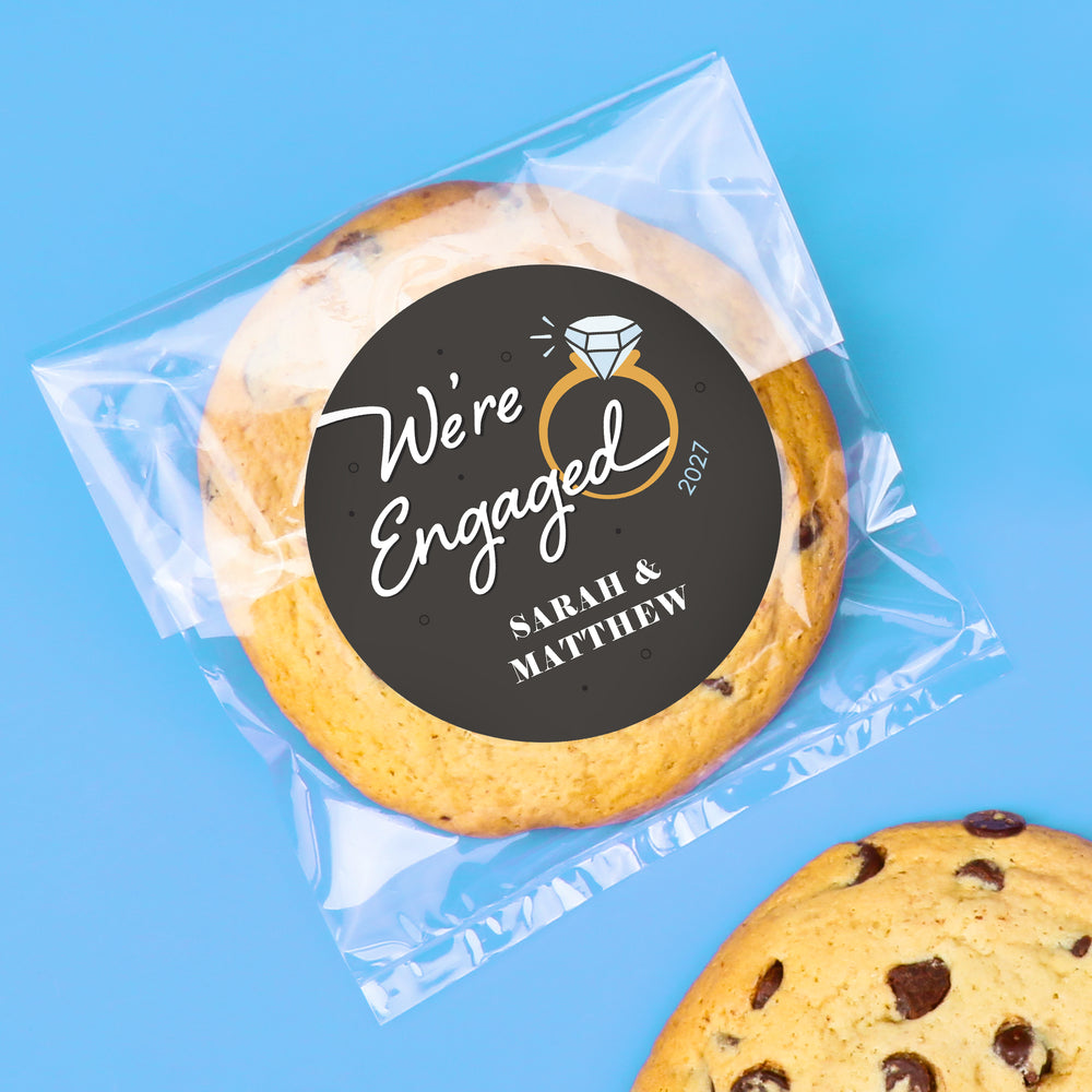 Custom Text Stickers & Clear Cookie Bags -  Just Engaged