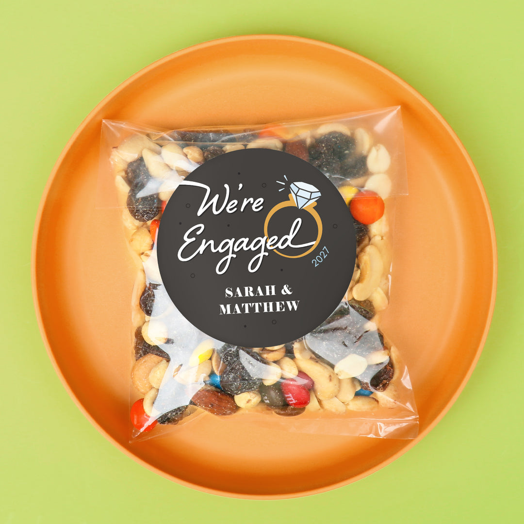 Custom Text Stickers & Clear Cookie Bags -  Just Engaged