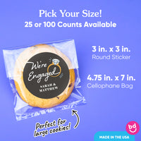 Custom Text Stickers & Clear Cookie Bags -  Just Engaged