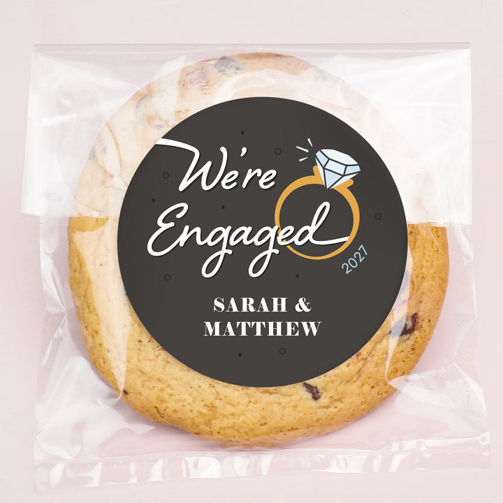Custom Text Stickers & Clear Cookie Bags -  Just Engaged